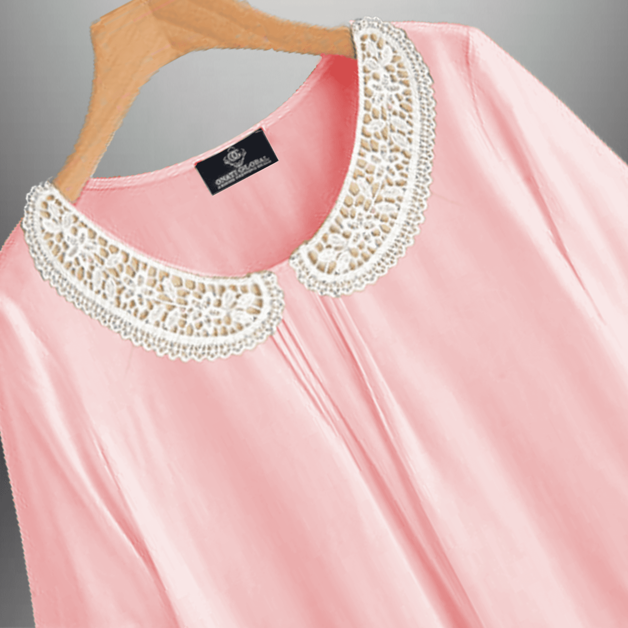 Women's Baby Pink Top with White Lace Embellishment-RET102